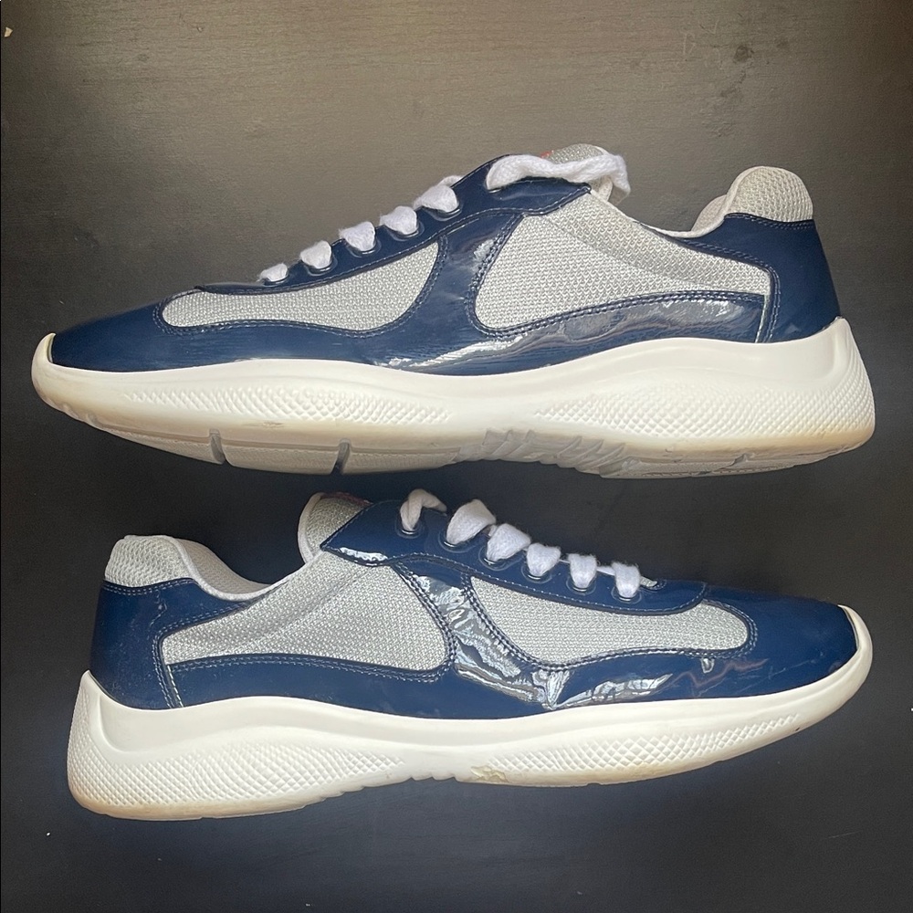Prada Navy Blue and White Men's Sneakers - Picture 2 of 2